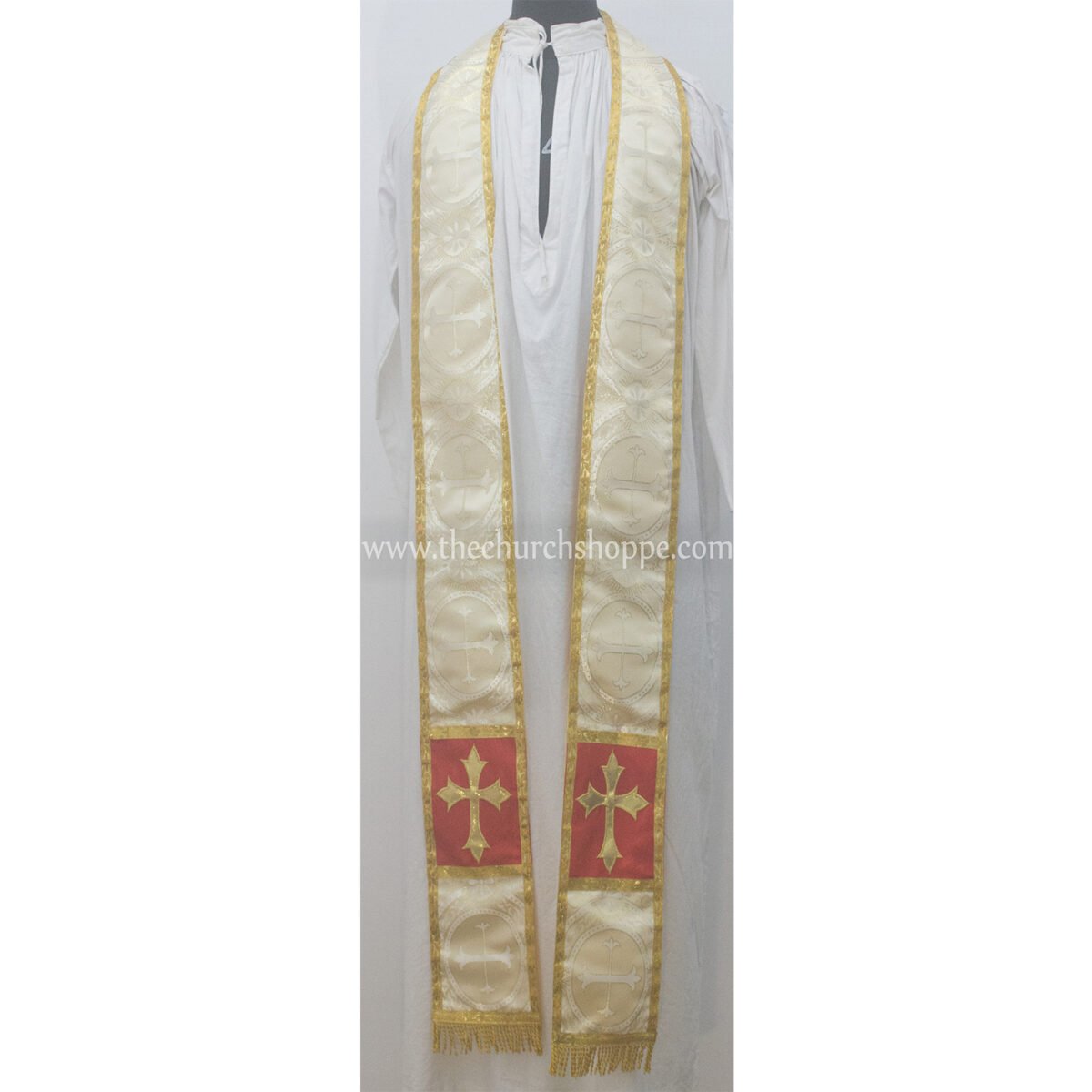 METALLIC GOLD ROMAN COPE AND STOLE SET WITH IHS EMBROIDERY - Image 3