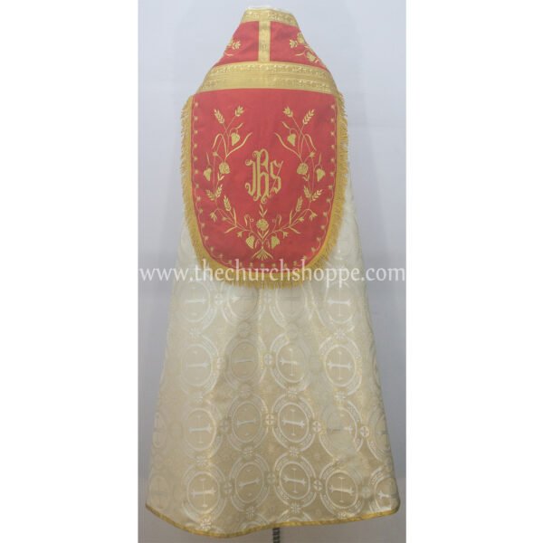 METALLIC GOLD ROMAN COPE AND STOLE SET WITH IHS EMBROIDERY