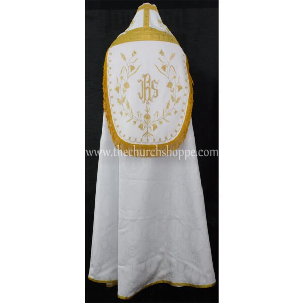 WHITE ROMAN COPE AND STOLE SET WITH IHS EMBROIDERY