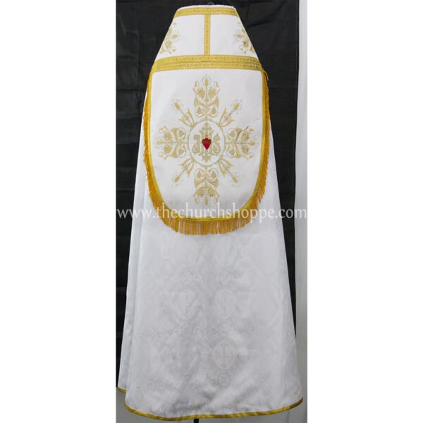 WHITE ROMAN COPE AND STOLE SET WITH IHS EMBROIDERY