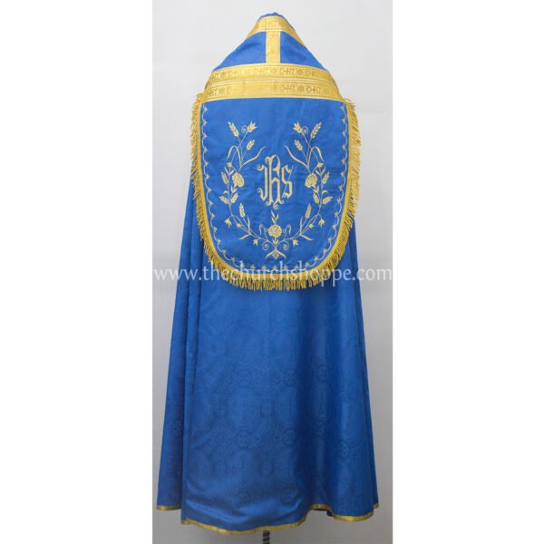BLUE ROMAN COPE AND STOLE SET WITH IHS EMBROIDERY