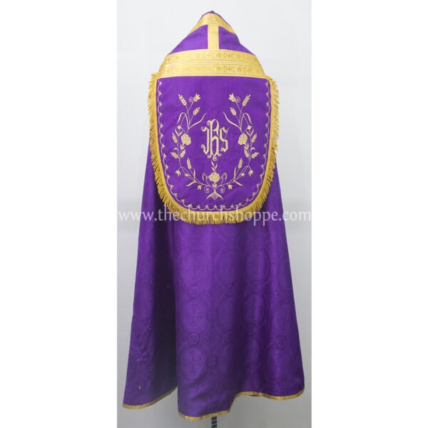 PURPLE ROMAN COPE AND STOLE SET WITH IHS EMBROIDERY