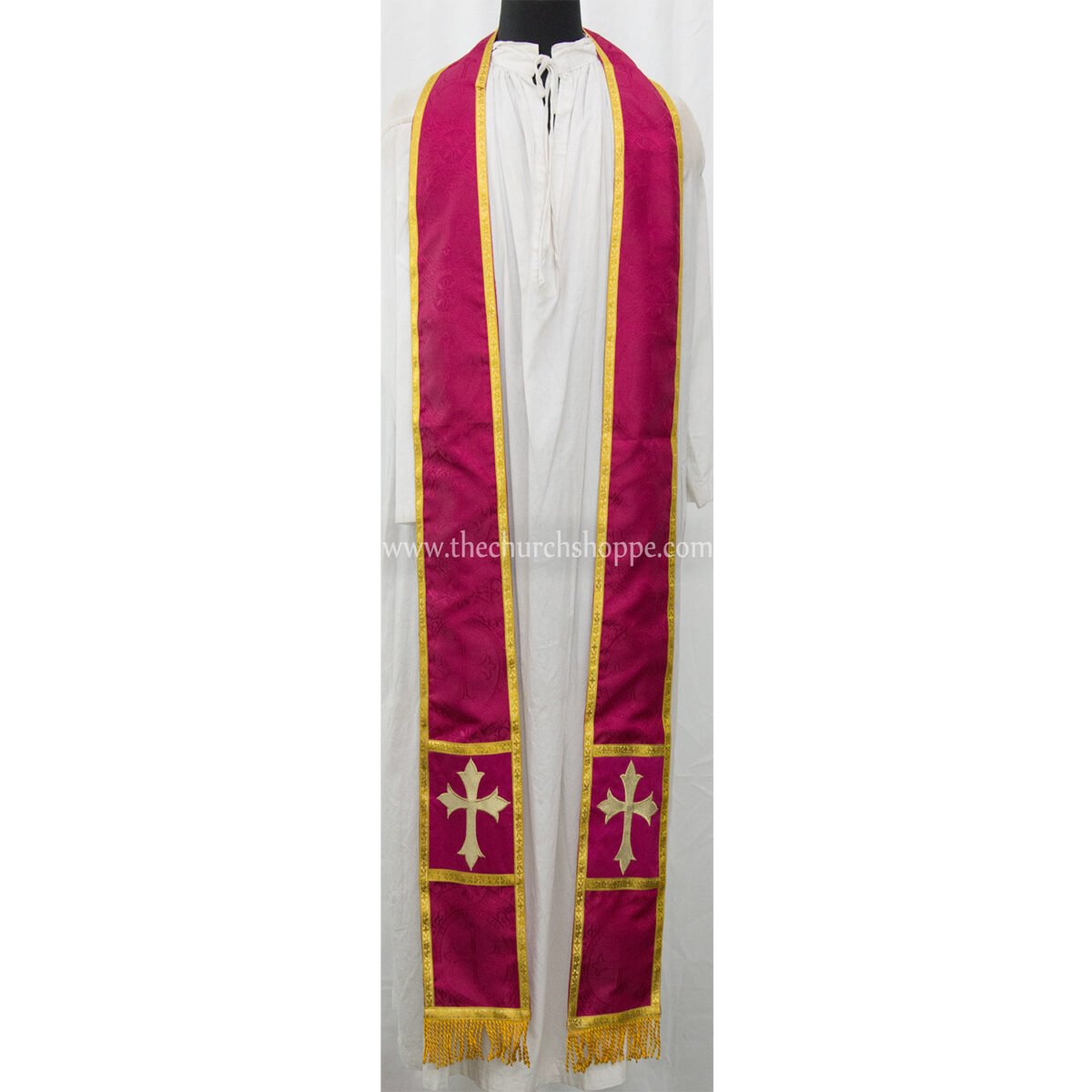 DARK ROSE GOTHIC COPE AND STOLE SET WITH IHS EMBROIDERY - Image 3