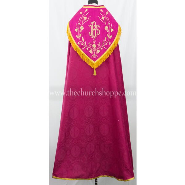 DARK ROSE GOTHIC COPE AND STOLE SET WITH IHS EMBROIDERY