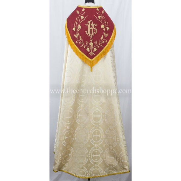 METALLIC GOLD GOTHIC COPE AND STOLE SET WITH IHS EMBROIDERY