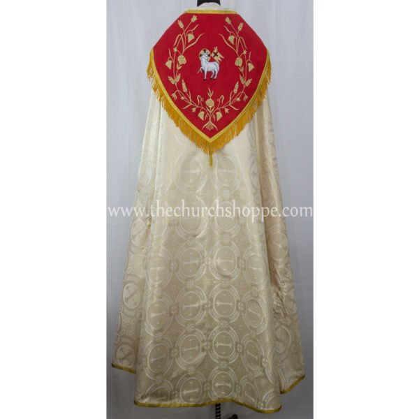 METALLIC GOLD GOTHIC COPE AND STOLE SET WITH AGNUS DEI EMBROIDERY