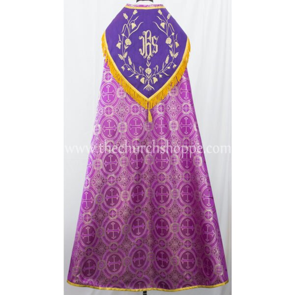 METALLIC PURPLE GOTHIC COPE AND STOLE SET WITH IHS EMBROIDERY