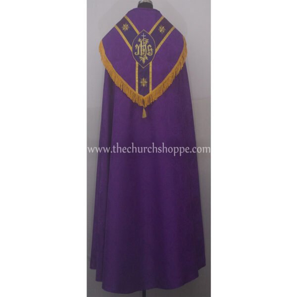 PURPLE GOTHIC COPE AND STOLE SET WITH IHS EMBROIDERY