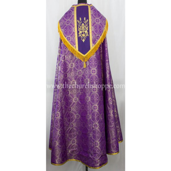 METALLIC PURPLE GOTHIC COPE AND STOLE SET WITH IHS EMBROIDERY