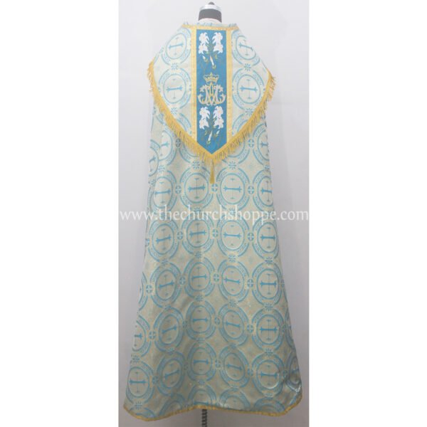 METALLIC MARIAN BLUE GOTHIC COPE AND STOLE SET WITH AM EMBROIDERY