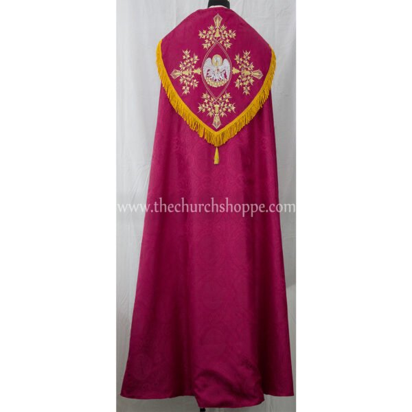 DARK ROSE GOTHIC COPE AND STOLE SET WITH PELICAN EMBROIDERY