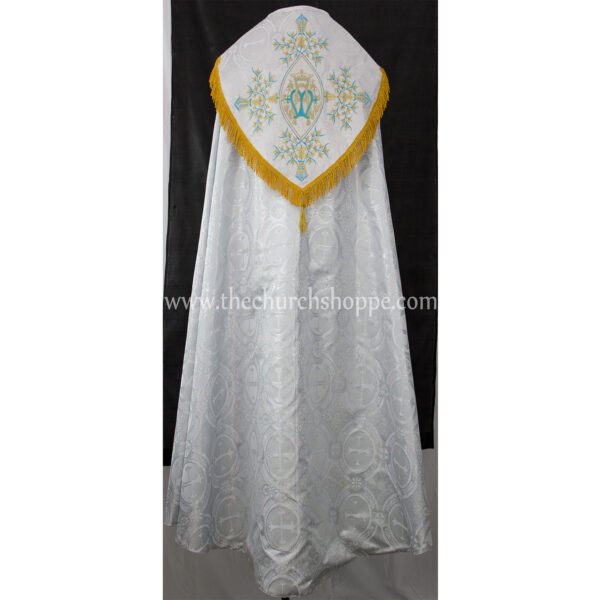 METALLIC SILVER GOTHIC COPE AND STOLE SET WITH AM EMBROIDERY