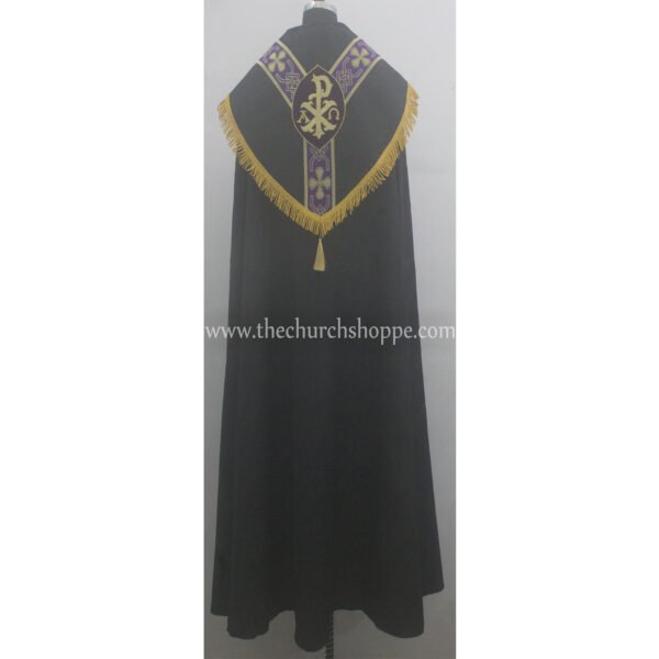 BLACK GOTHIC COPE AND STOLE SET WITH PAX EMBROIDERY