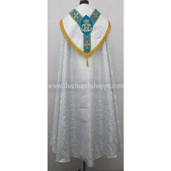 METALLIC SILVER GOTHIC COPE AND STOLE SET WITH AM EMBROIDERY