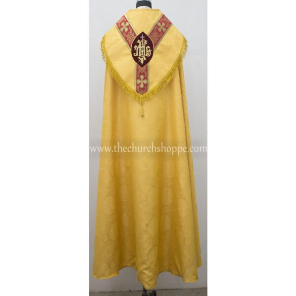 YELLOW GOTHIC COPE AND STOLE SET WITH IHS EMBROIDERY