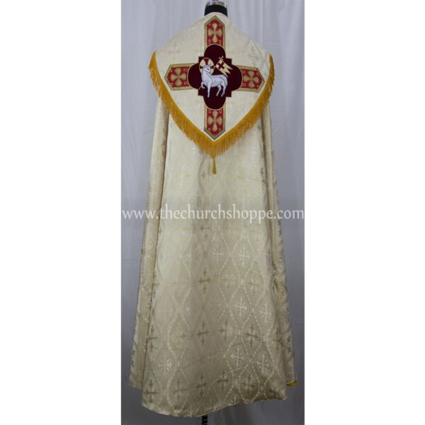METALLIC GOLD GOTHIC COPE AND STOLE SET WITH AGNUS DEI EMBROIDERY