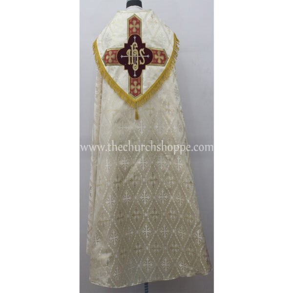 METALLIC GOLD GOTHIC COPE AND STOLE SET WITH IHS EMBROIDERY