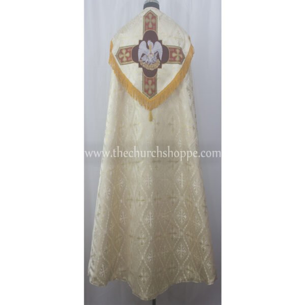 METALLIC GOLD GOTHIC COPE AND STOLE SET WITH PELICAN EMBROIDERY