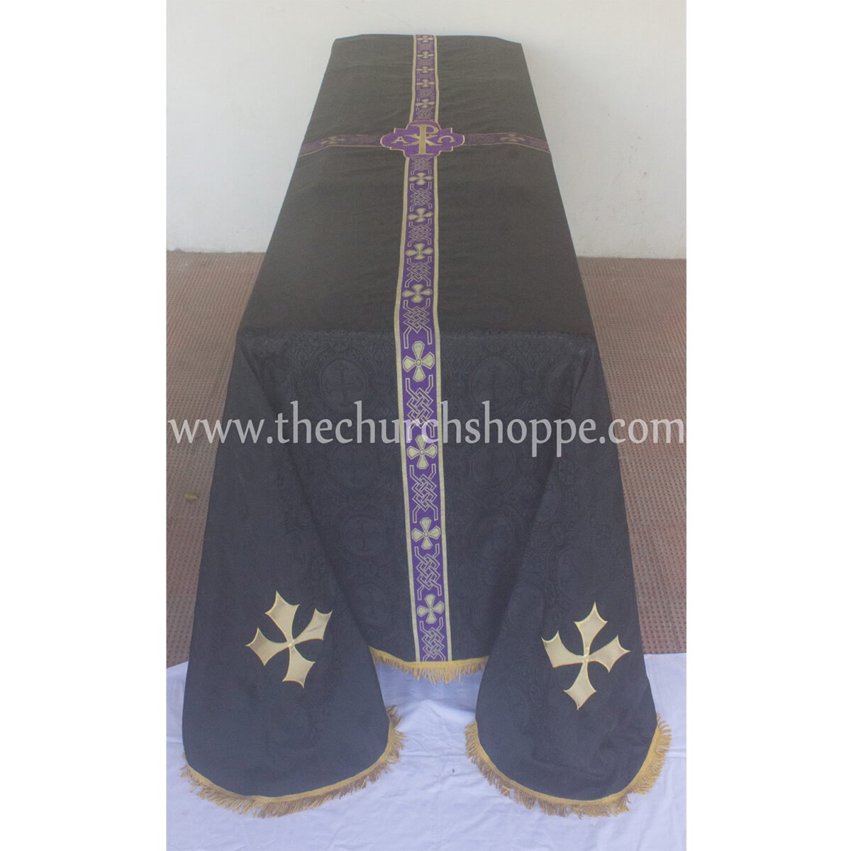 BLACK FUNERAL PALL FOR REQUIEM MASS – 8'X12' - Image 5