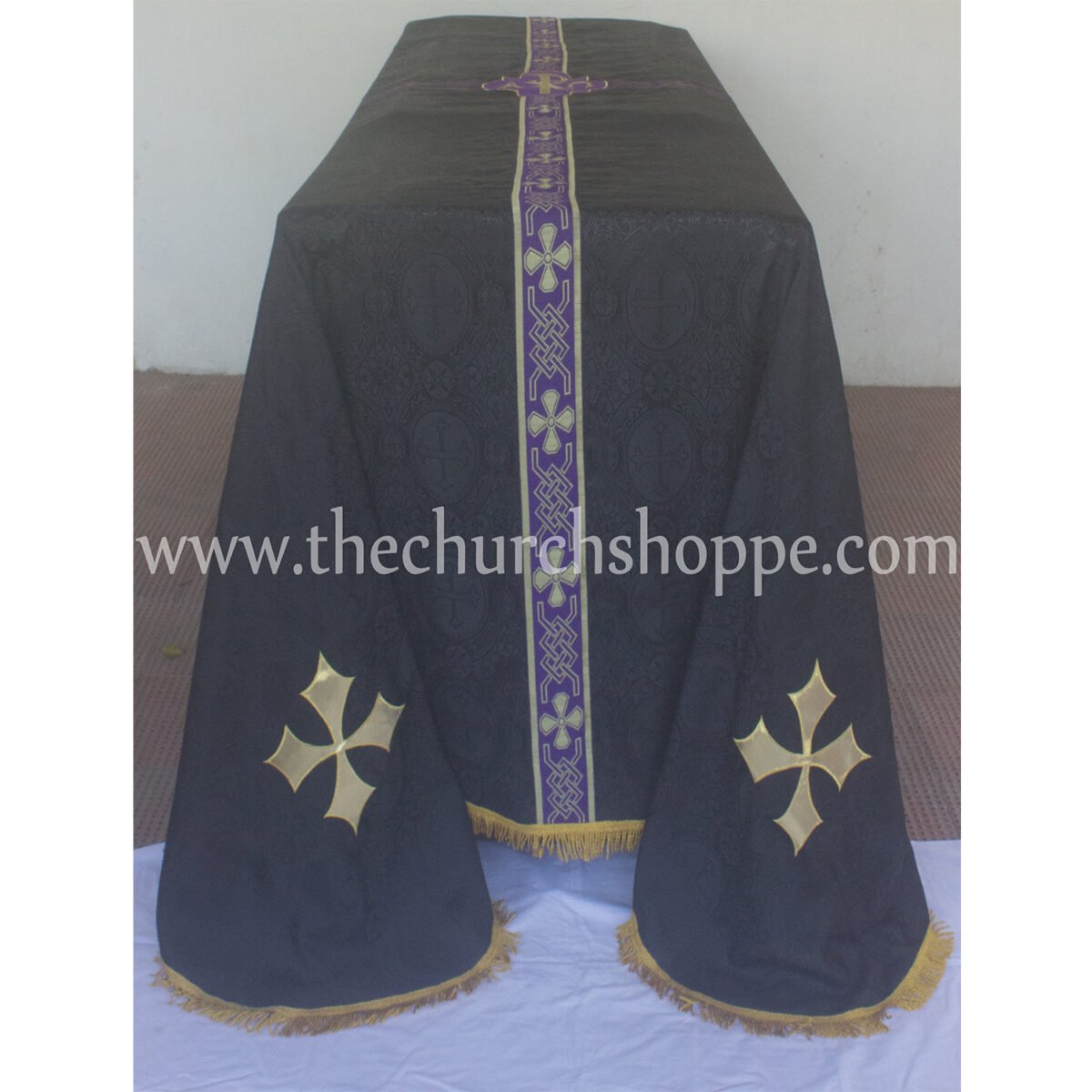 BLACK FUNERAL PALL FOR REQUIEM MASS – 8'X12' - Image 2