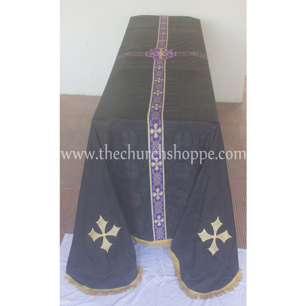 BLACK FUNERAL PALL FOR REQUIEM MASS – 8'X12' - Image 1