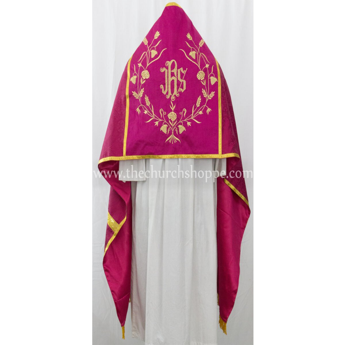 DARK ROSE HUMERAL VEIL WITH IHS EMBROIDERY - Image 1