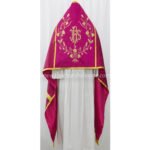 DARK ROSE HUMERAL VEIL WITH IHS EMBROIDERY