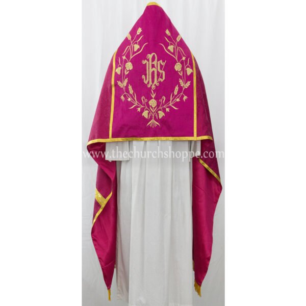 DARK ROSE HUMERAL VEIL WITH IHS EMBROIDERY