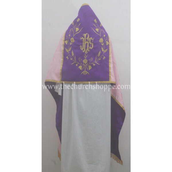 LIGHT ROSE HUMERAL VEIL WITH IHS EMBROIDERY
