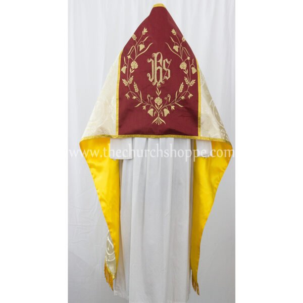 METALLIC GOLD HUMERAL VEIL WITH IHS EMBROIDERY