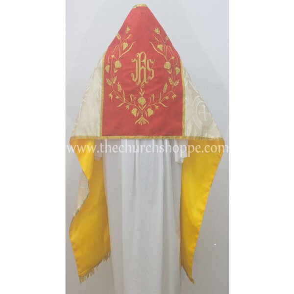 METALLIC GOLD HUMERAL VEIL WITH IHS EMBROIDERY