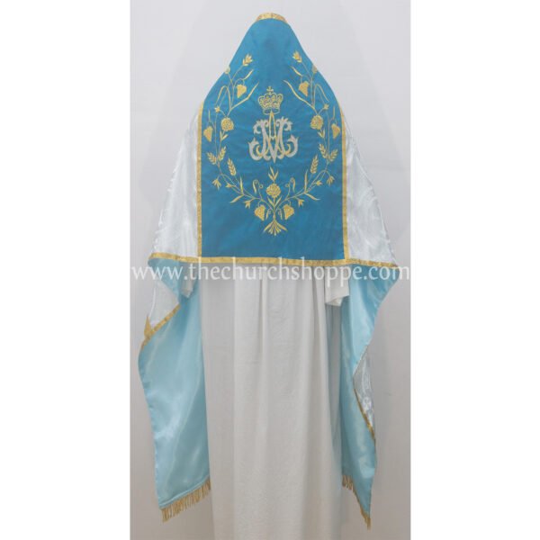 METALLIC SILVER HUMERAL VEIL WITH AM EMBROIDERY