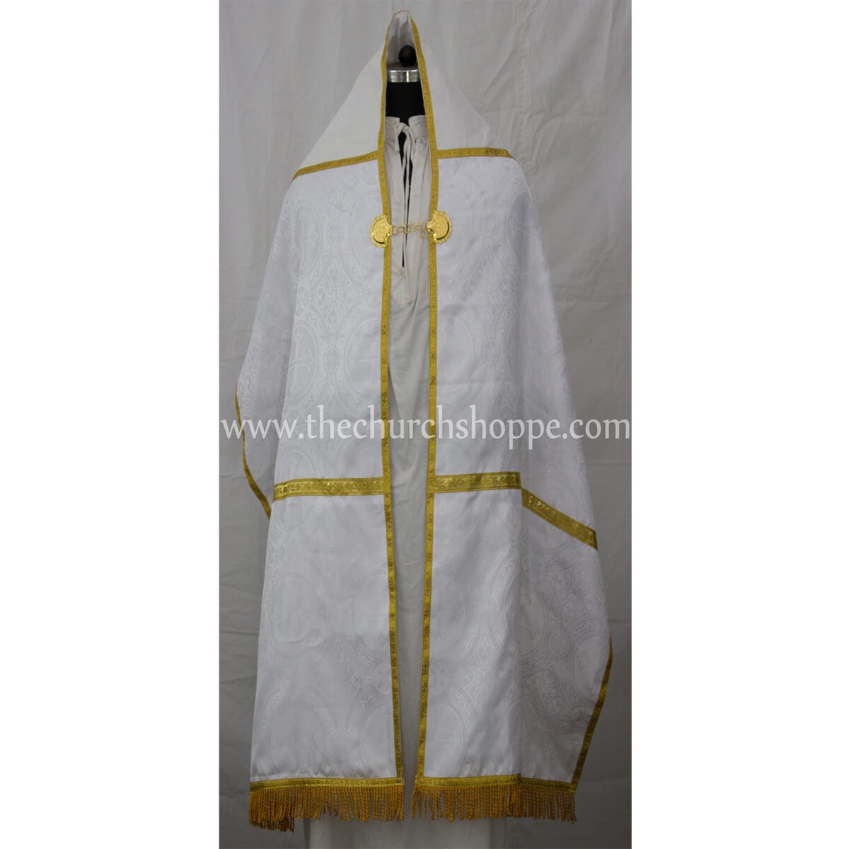 WHITE HUMERAL VEIL WITH IHS EMBROIDERY - Image 2