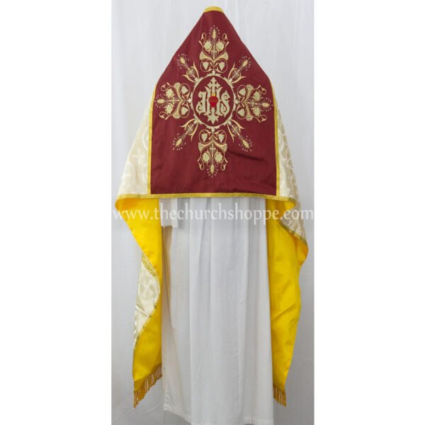 METALLIC GOLD HUMERAL VEIL WITH IHS EMBROIDERY