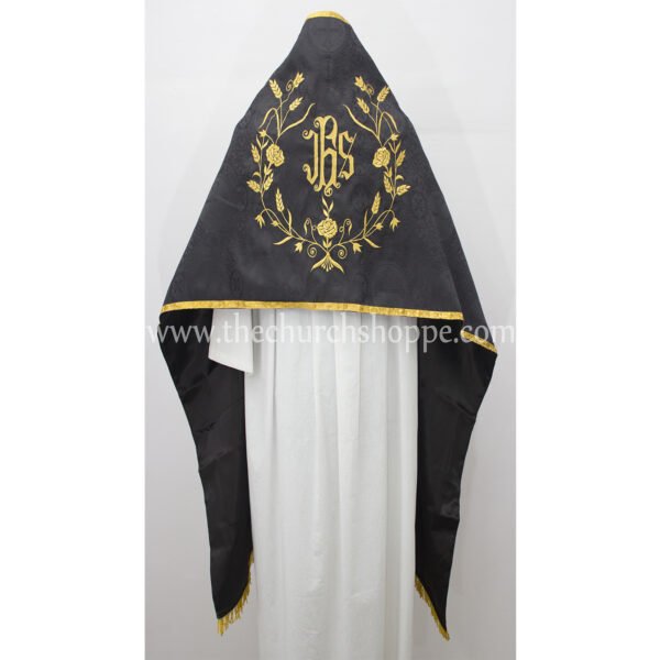BLACK HUMERAL VEIL WITH IHS EMBROIDERY
