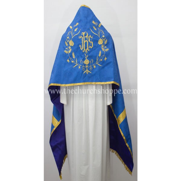 BLUE HUMERAL VEIL WITH IHS EMBROIDERY