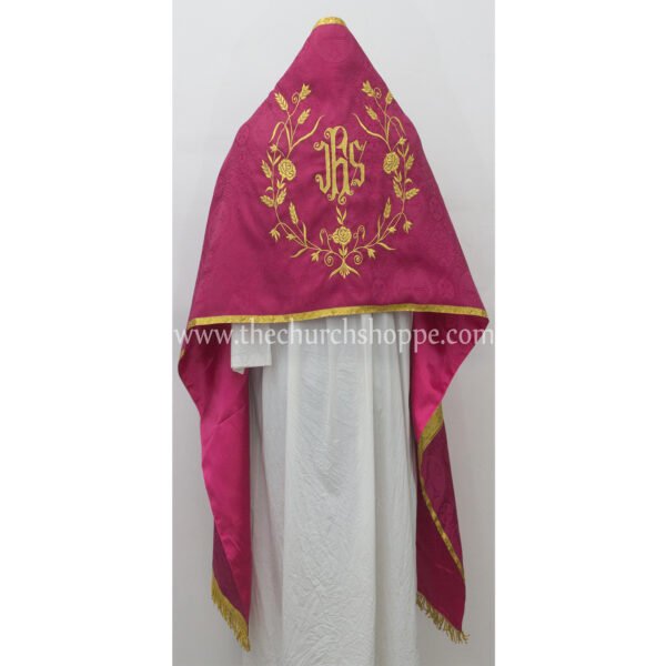 DARK ROSE HUMERAL VEIL WITH IHS EMBROIDERY
