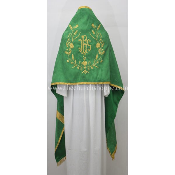 GREEN HUMERAL VEIL WITH IHS EMBROIDERY