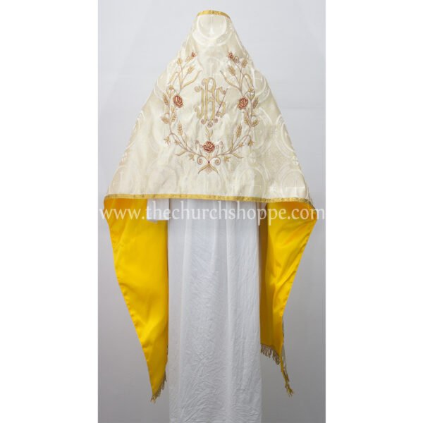 METALLIC GOLD HUMERAL VEIL WITH IHS EMBROIDERY
