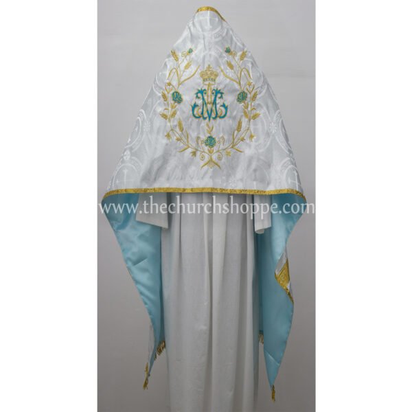 METALLIC SILVER HUMERAL VEIL WITH AM EMBROIDERY