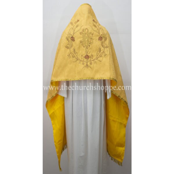 YELLOW HUMERAL VEIL WITH IHS EMBROIDERY