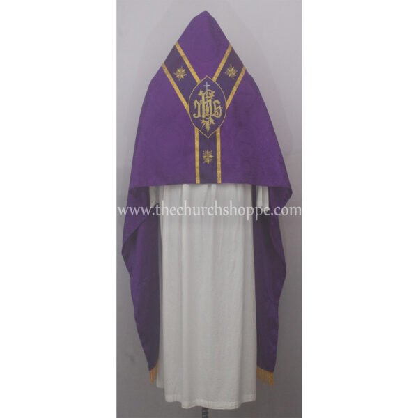 PURPLE HUMERAL VEIL WITH IHS EMBROIDERY