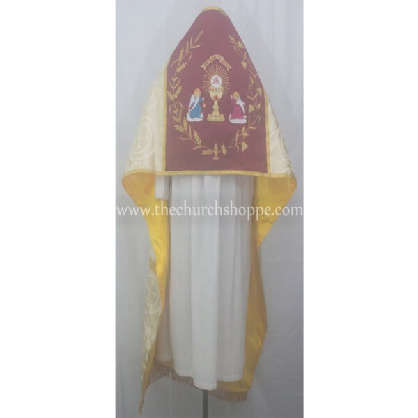 METALLIC GOLD HUMERAL VEIL WITH CORPUS CHRISTI EMBROIDERY