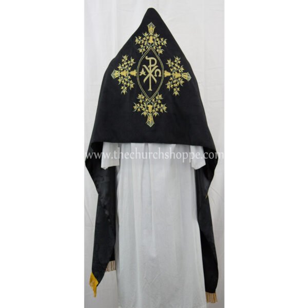 BLACK HUMERAL VEIL WITH PAX EMBROIDERY