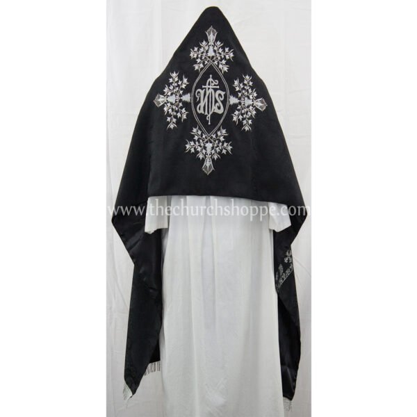 BLACK HUMERAL VEIL WITH IHS EMBROIDERY