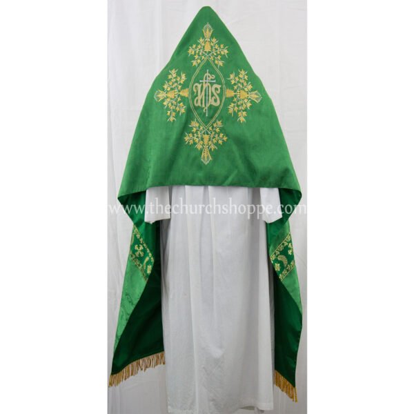 GREEN HUMERAL VEIL WITH IHS EMBROIDERY