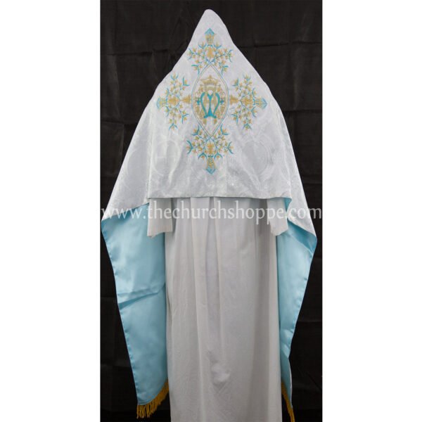 METALLIC SILVER HUMERAL VEIL WITH AM EMBROIDERY