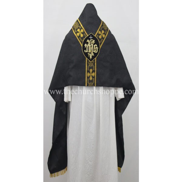 BLACK HUMERAL VEIL WITH IHS EMBROIDERY