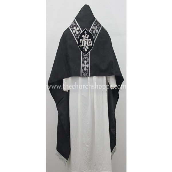 BLACK HUMERAL VEIL WITH IHS EMBROIDERY