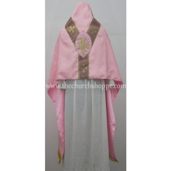 LIGHT ROSE HUMERAL VEIL WITH IHS EMBROIDERY